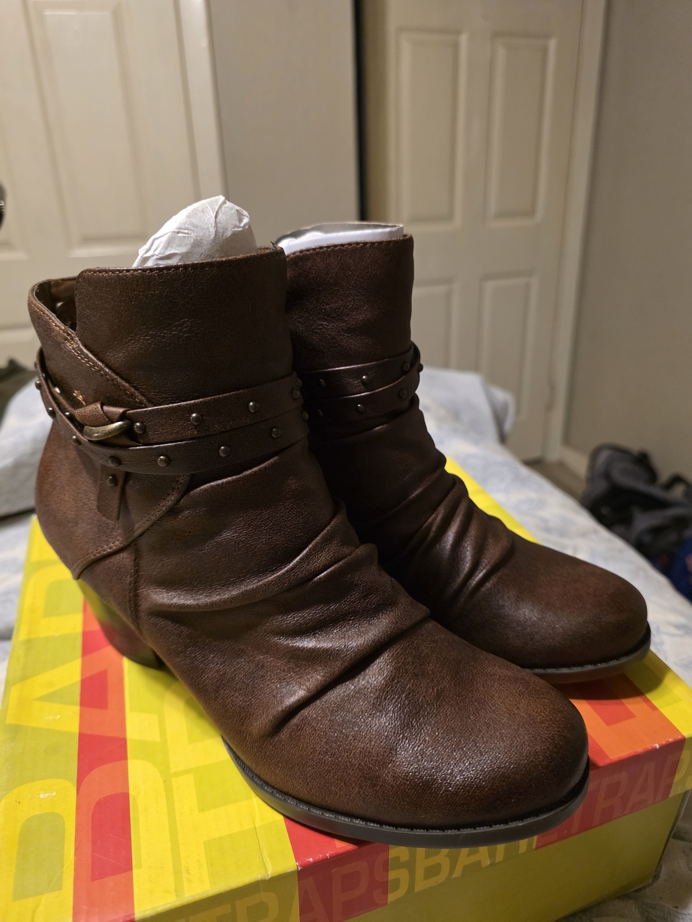 BareTraps Brown Studded Ankle Booties